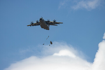 A400 M of the German Air Force dropping paratroopers