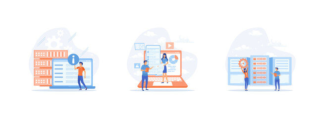 Cyber Security Services to Protect Personal Data.Online Payment Security, Cloud Shared Documents, Server Security. Cyber security set flat vector modern illustration