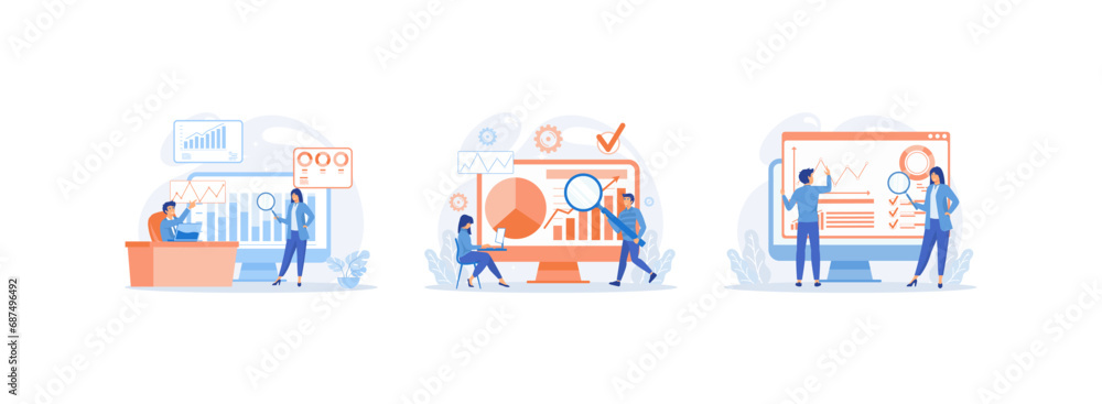 Poster statistical and data analysis, business finance investment, monitoring on web report dashboard monit
