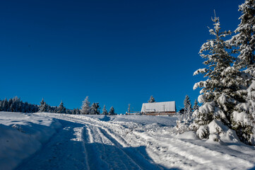 Fototapeta na wymiar Pieniny Polish mountains in winter time