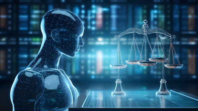 AI ethics and legal concepts artificial intelligence law and online technology of legal regulations Controlling artificial intelligence technology is a high risk. generative ai.