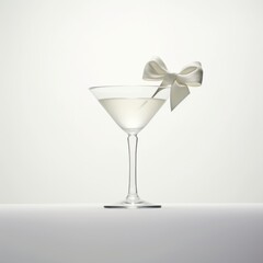 Cocktail with bow on a white background. 3d rendering,