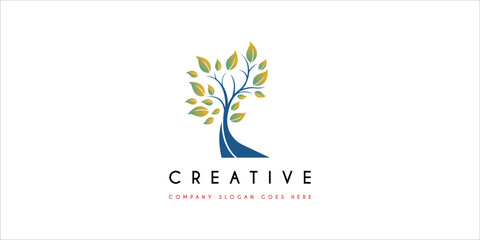 Root tree logo inspiration. Abstract, balance and life design template. Vector illustration