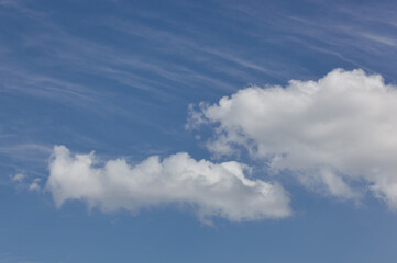 Abstract image of blurred sky. Blue sky background with cumulus clouds