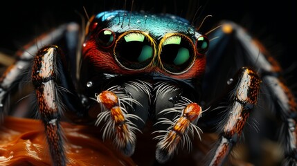 The black eye of a jumping spider