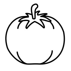 Whole tomato outline illustration for children colouring book.