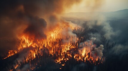 Fototapeta na wymiar Extensive forest fires background wallpaper AI generated image