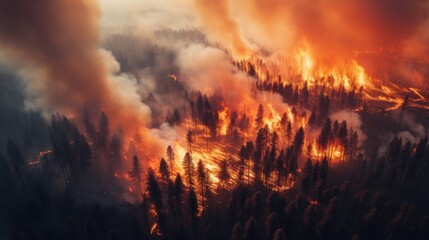 Fototapeta na wymiar Extensive forest fires background wallpaper AI generated image
