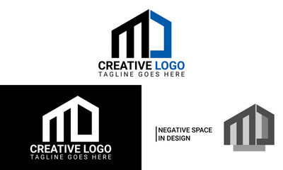 MD Creative letter initial logo design with negative space