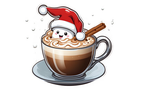 Christmas Hot Chocolate Clipart Graphic.on white background.