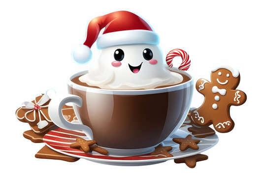 Christmas Hot Chocolate Clipart Graphic.on white background.