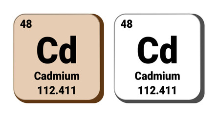 Cd, Cadmium element vector icon, periodic table element. Vector illustration EPS 10 File. Isolated on white background.