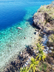 Naklejka na ściany i meble Indonesia Alor - Drone view Ternate Island coast line