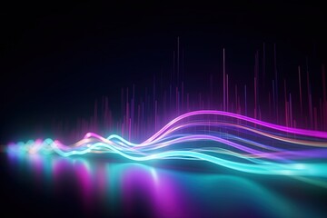 Fototapeta premium Cyber Motion Pink Blue Neon Fantasy Speeding Lights Abstract DataTransfer