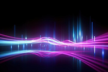 Naklejka premium Cyber Motion Pink Blue Neon Fantasy Speeding Lights Abstract DataTransfer