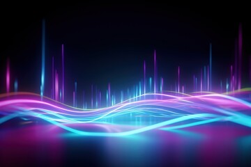 Cyber Motion Pink Blue Neon Fantasy Speeding Lights Abstract DataTransfer