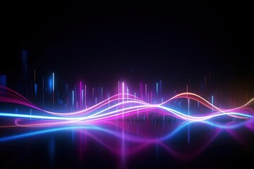 Fototapeta premium Cyber Motion Pink Blue Neon Fantasy Speeding Lights Abstract DataTransfer
