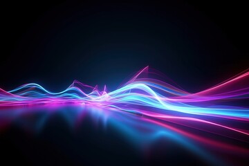 Fototapeta na wymiar Cyber Motion Pink Blue Neon Fantasy Speeding Lights Abstract DataTransfer