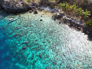 Indonesia Alor - Drone view Ternate Island coast line