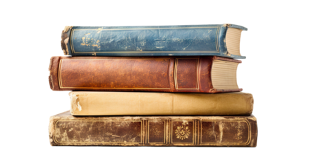 Stack of hardcovered old books, cut out