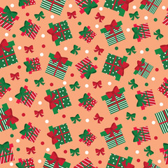 seamless christmas pattern with gift box