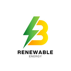 B electric letter logo design template