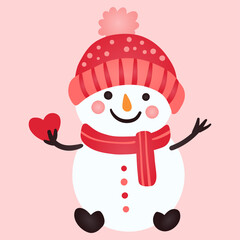 Happy snowman with candy vector illustration