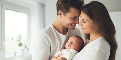 Capturing the Joy of a Young Mother and Father Welcoming Their Newborn Baby into the Comforts of Home