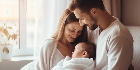 Reveling in the Joy as a Young Mother and Father Create a Happy Home Environment for Their Newborn