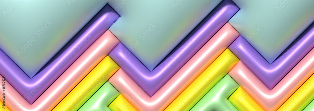 Poster background with inflated shapes, 3d rendering illustration