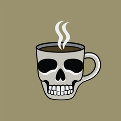 Skull coffee cup. vector illustration design