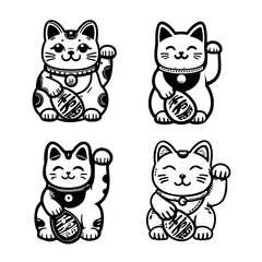 Japanese Waving Cat Illustration.