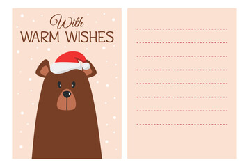Cute Christmas Postcard with Bear