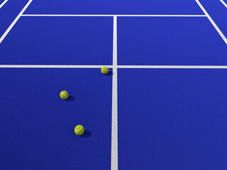Paddle tennis ball on a blue paddle tennis court. Racket sports