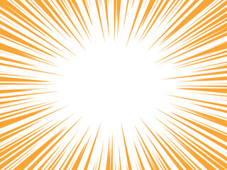 Fototapeta premium Sun Rays or Explosion Boom for Comic Books Radial Background Vector. Speed rays. Action, speed lines, stripes for comic book frame. Dynamic, speed stripes abstract frame. Comic book yellow background.