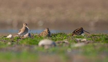 Common Snipe (Gallinago gallinago) is a bird that lives in wetlands. It is a common species in Turkey. They usually travel in groups.