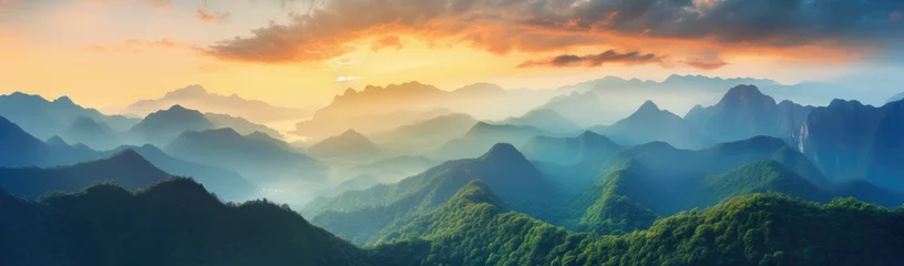 Zelfklevend Fotobehang sunrise in the mountains © lc design