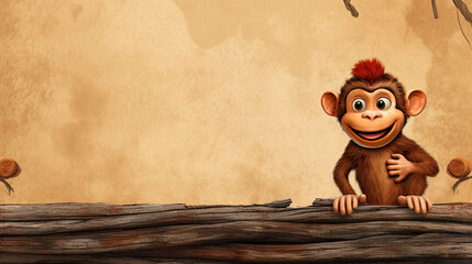 Isolated thoughtful single ape, monkey statuette on color background.