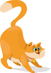 Fun playful ginger cat wants to play. Stock vector illustration