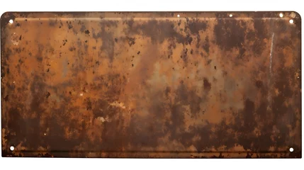 Fotobehang Antique vintage rusty enameled grunge metal sign or panel mockup or mock up template isolated on white background. Including clipping path : Generative AI © Generative AI