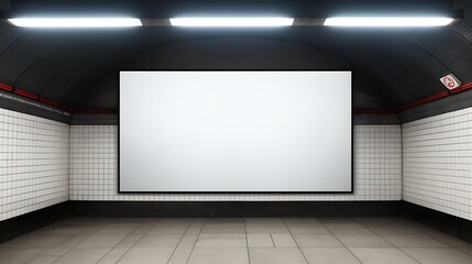 Blank billboard located in underground hall : Generative AI