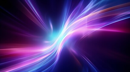 Blur neon glow. Fluorescent abstract background. Futuristic radiance. Defocused UV navy blue pink purple color light flare motion modern overlay effect : Generative AI