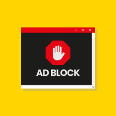ad block concept pop up vector flat design, annoying pop up