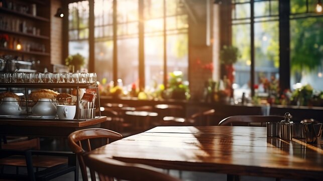 Coffee shop and restaurant blurred background : Generative AI