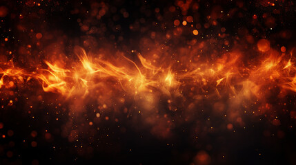 Fototapeta na wymiar Mesmerizing Fire Embers Border: Dynamic Sparkler Burning in Vibrant Fiery Motion over Black Background - Abstract Celebration Concept for Festive Events and Atmospheric Designs.