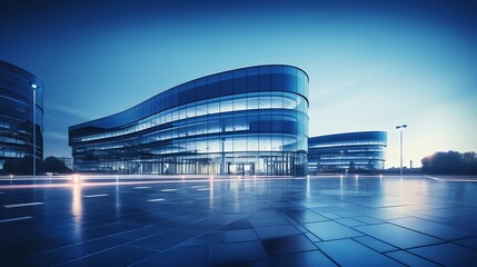 Modern office building, blue toned image, china : Generative AI