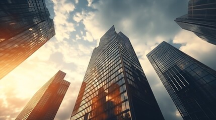Fototapeta premium Skyscraper Buildings and Sky View : Generative AI