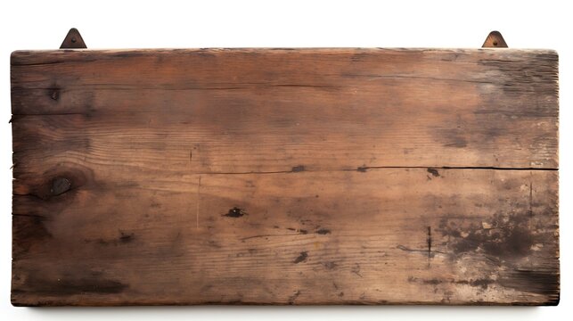 aged wooden signboard or nameplate isolated on white background : Generative AI