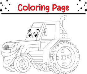 funny tractor mascot character coloring page