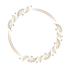 Vector round Christmas frame with red berries decoration